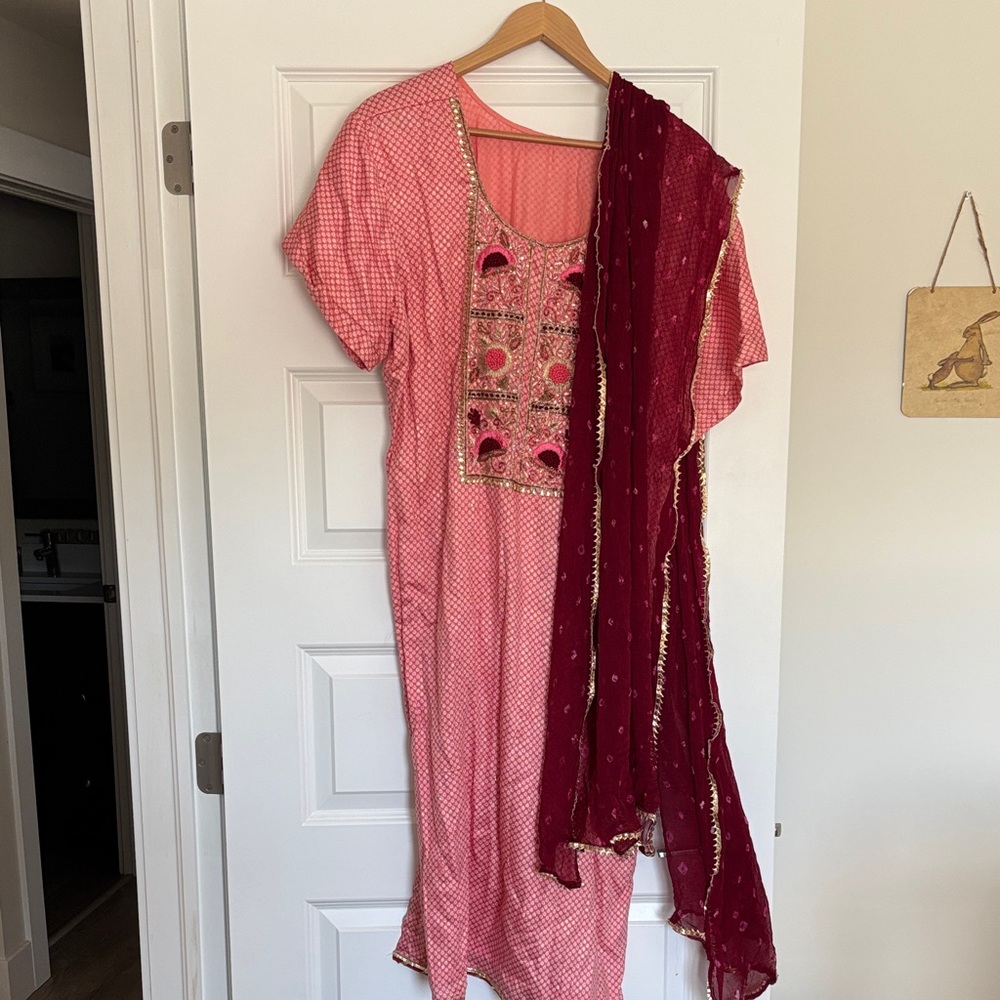 Chic Pink and Red Women Salwar